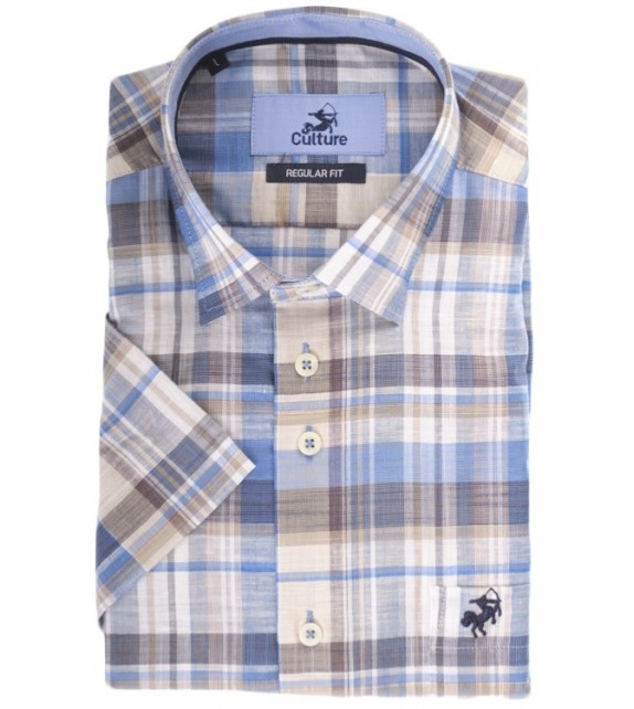 OUTLET hemd  1/2 mouw - Blauw