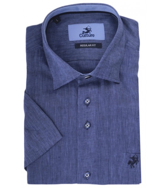 OUTLET hemd  1/2 mouw - Blauw